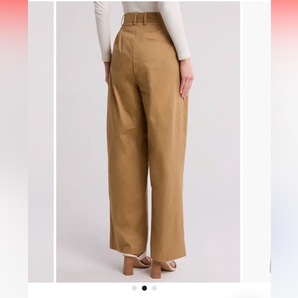 Good American Good 90’s Pleated High Rise Wide Leg Pant in Khaki - Picture 2 of 15